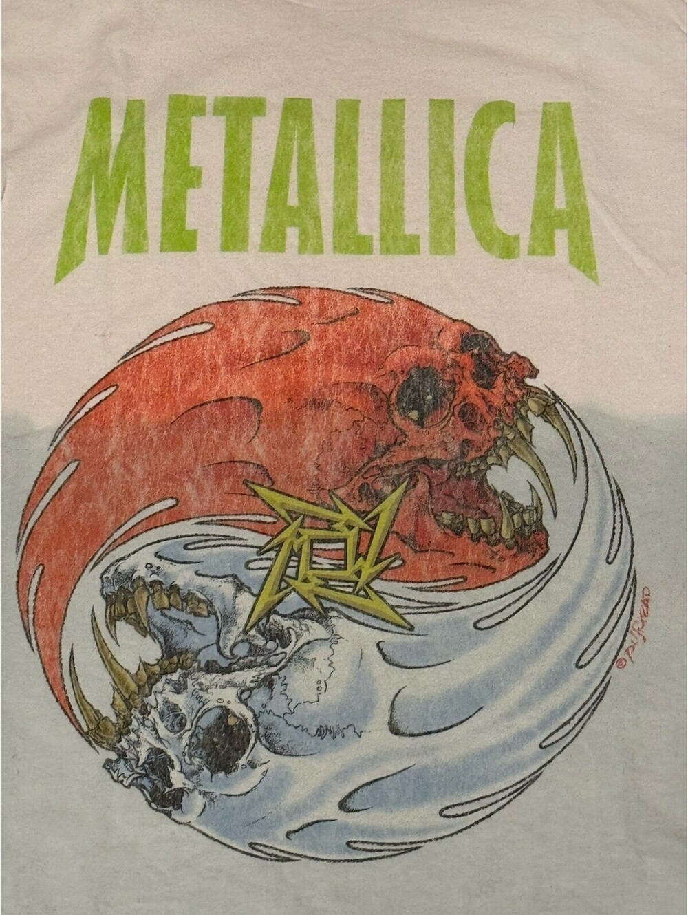 Metallica Pushead Fire and Ice Yin Yang Dip Dye Tee Shirt size small